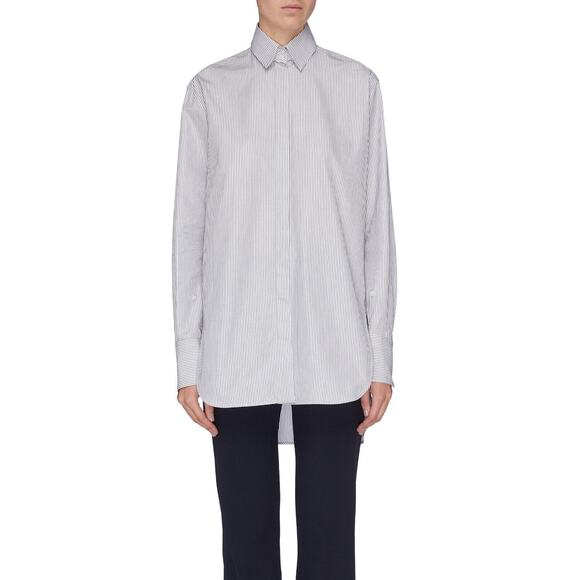 The Row Black & White Pedro Shirt Removable Collar Straight Front Long Back L - Picture 1 of 16